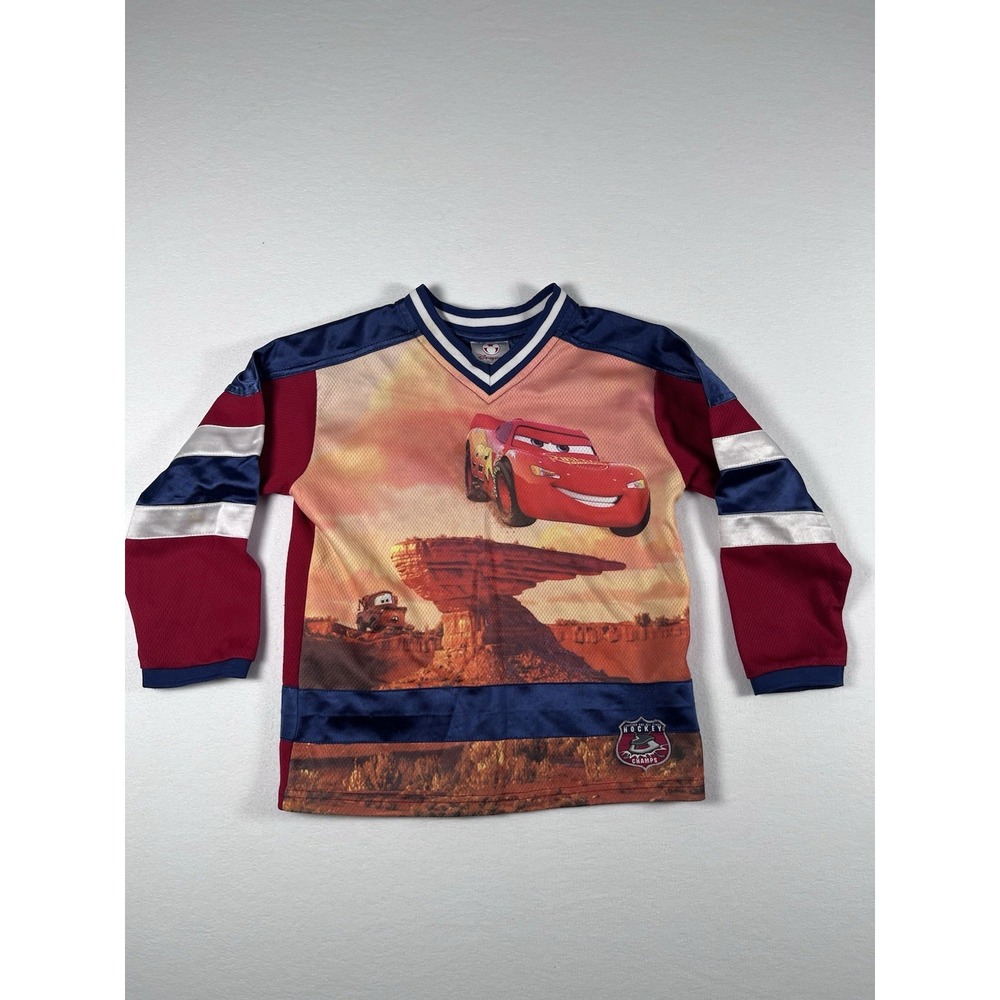 Disney Store Pixar Cars Hockey Jersey Lightning McQueen #95 YOUTH Small Boys Top